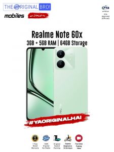 Realme Note 60x - 3GB RAM - 64GB Storage - PTA Approved - 1 Year Warranty - Green - The Original Bro Mobiles - TOB40